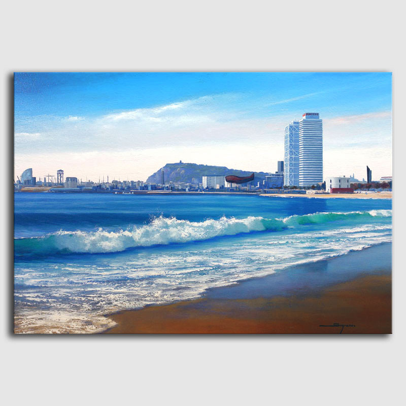 Playa Barcelona, óleo sobre tela - Sugrañes